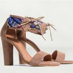 Howsty for Free People Black Sari Heeled Ankle Tie Sandals NIB